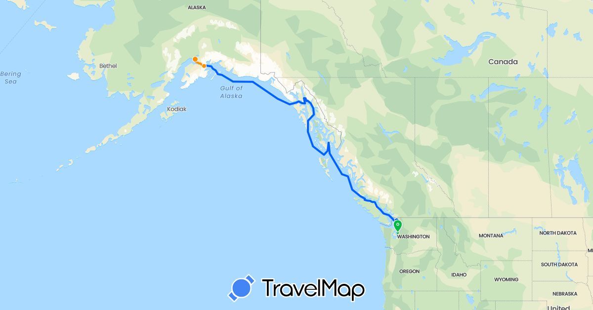 TravelMap itinerary: driving, bus, hitchhiking, ship/ferry in United States (North America)
