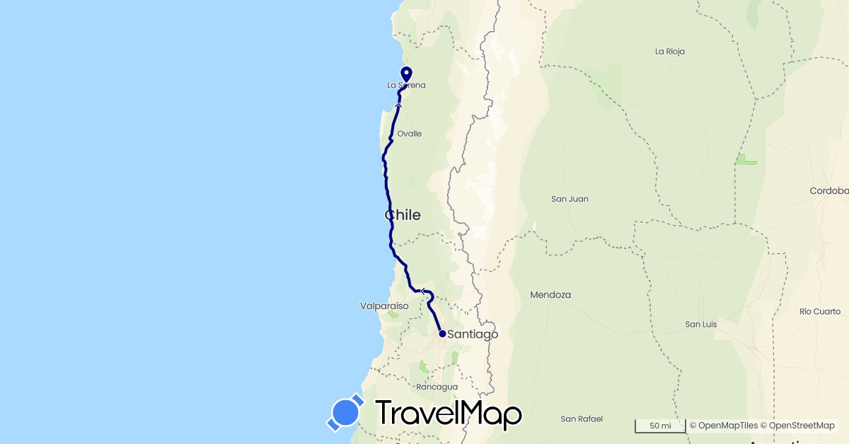 TravelMap itinerary: driving in Chile (South America)