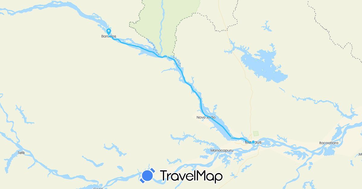 TravelMap itinerary: driving, boat in Brazil (South America)